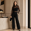 Blusa Tule Gola Alta Elegante
