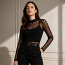 Blusa Tule Gola Alta Elegante