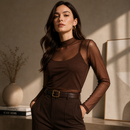 Blusa Tule Gola Alta Elegante