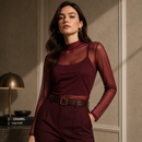 Blusa Tule Gola Alta Elegante