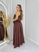 Vestido Longo Nula Manga Elegante