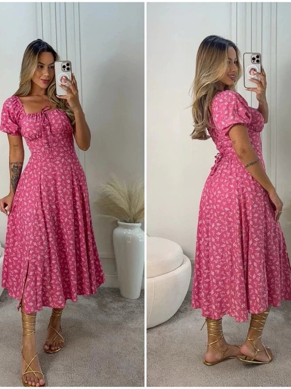 Vestido Mídi Floral Romântico