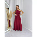 Vestido Longo Nula Manga Elegante