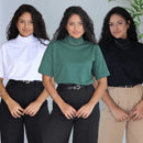 Kit 3 T-Shirts Algodão Feminina