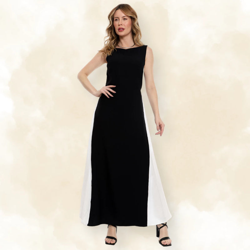 Vestido Longo Preto e Branco